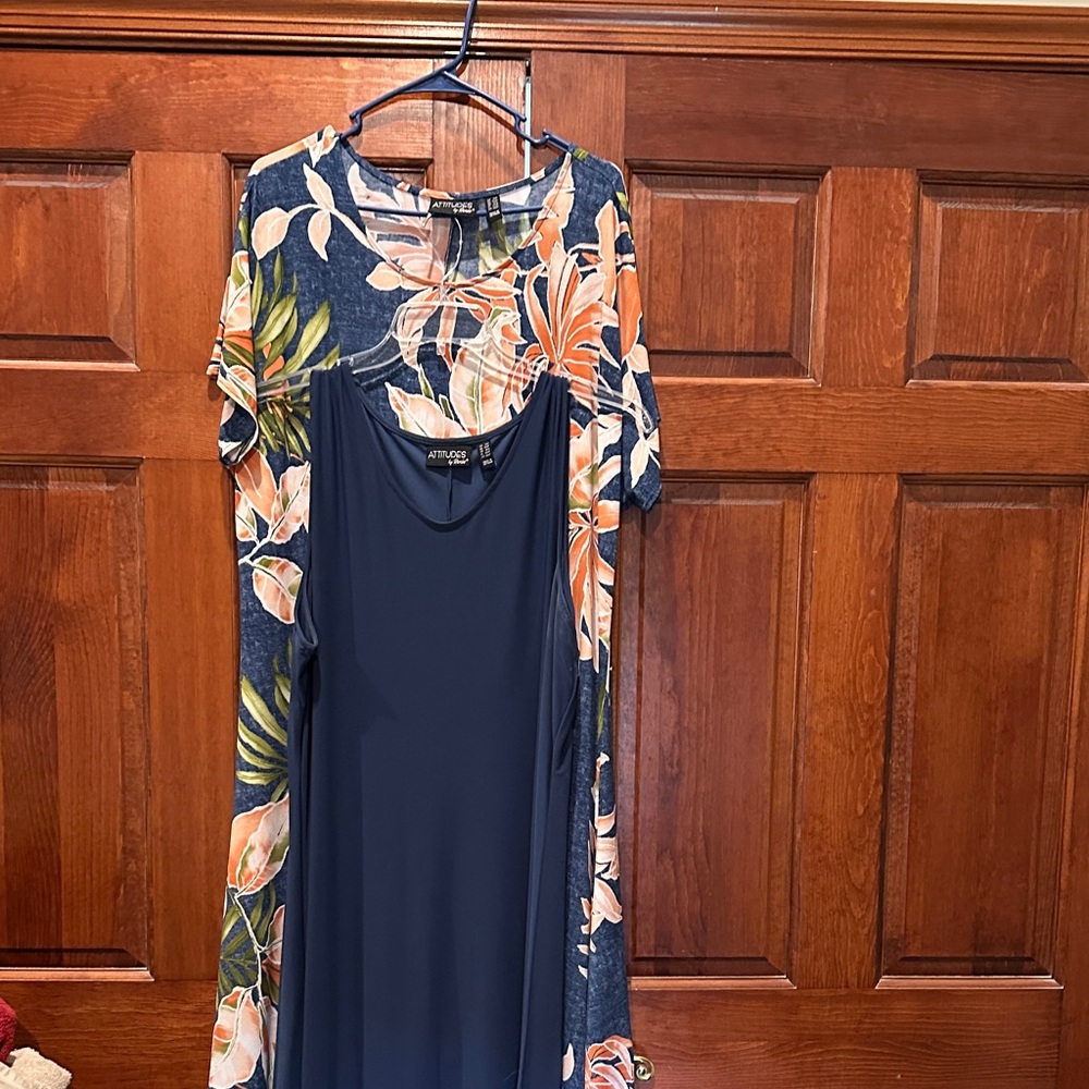Floral Maxi Dress with Navy Overlay